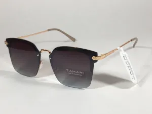Tahari Rimless Square Sunglasses Rose Gold Nude Brown Gradient Lens TH697 RGDND