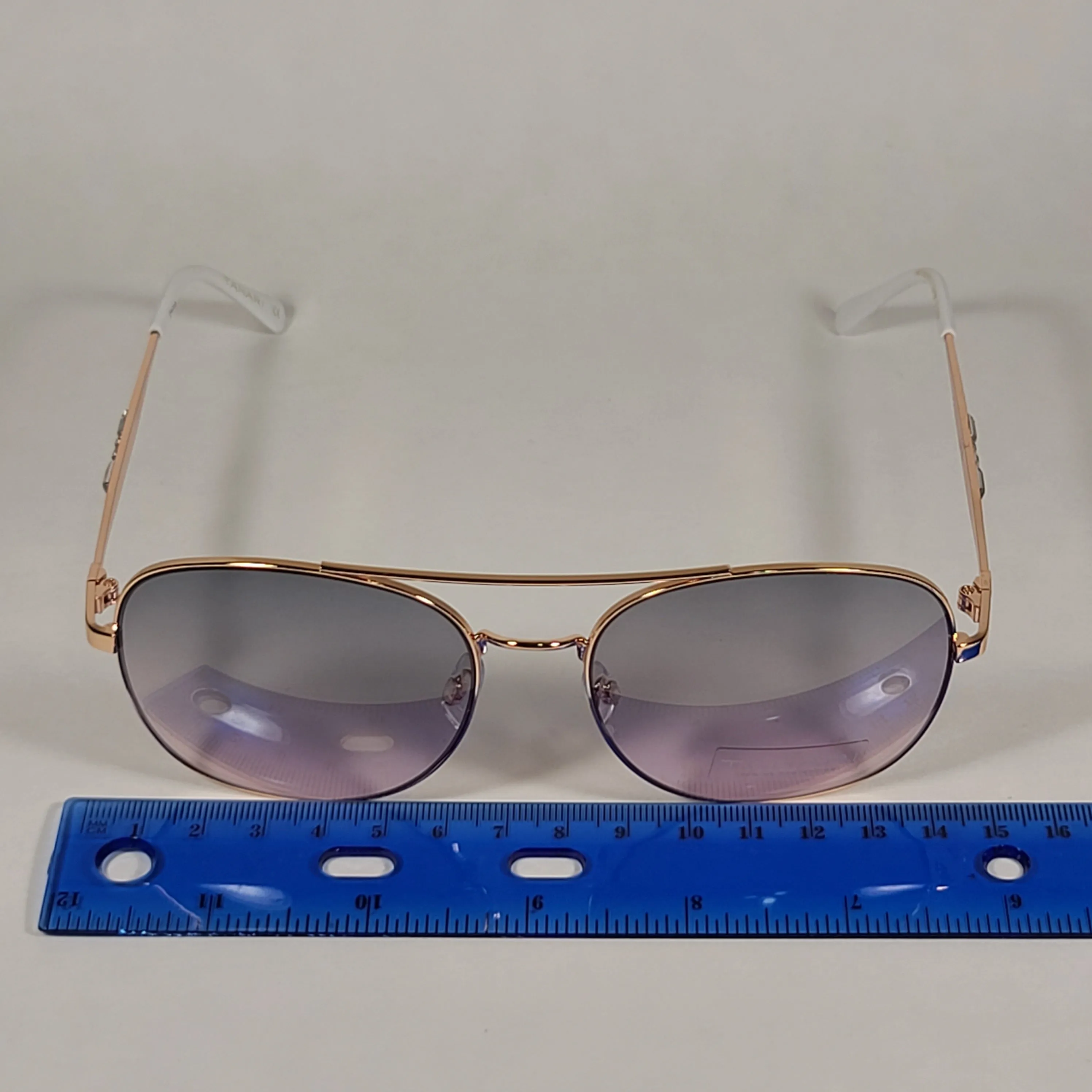 Tahari Rounded Aviator Sunglasses Gold White Pink Gradient Lens TH790 GLDWH
