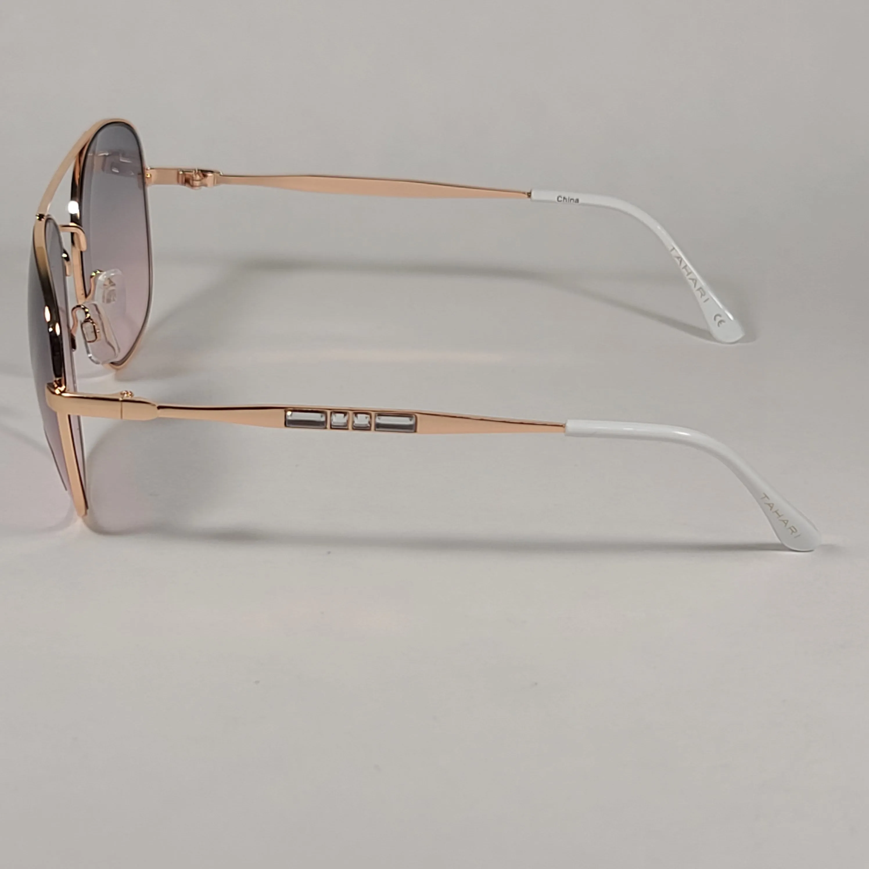 Tahari Rounded Aviator Sunglasses Gold White Pink Gradient Lens TH790 GLDWH