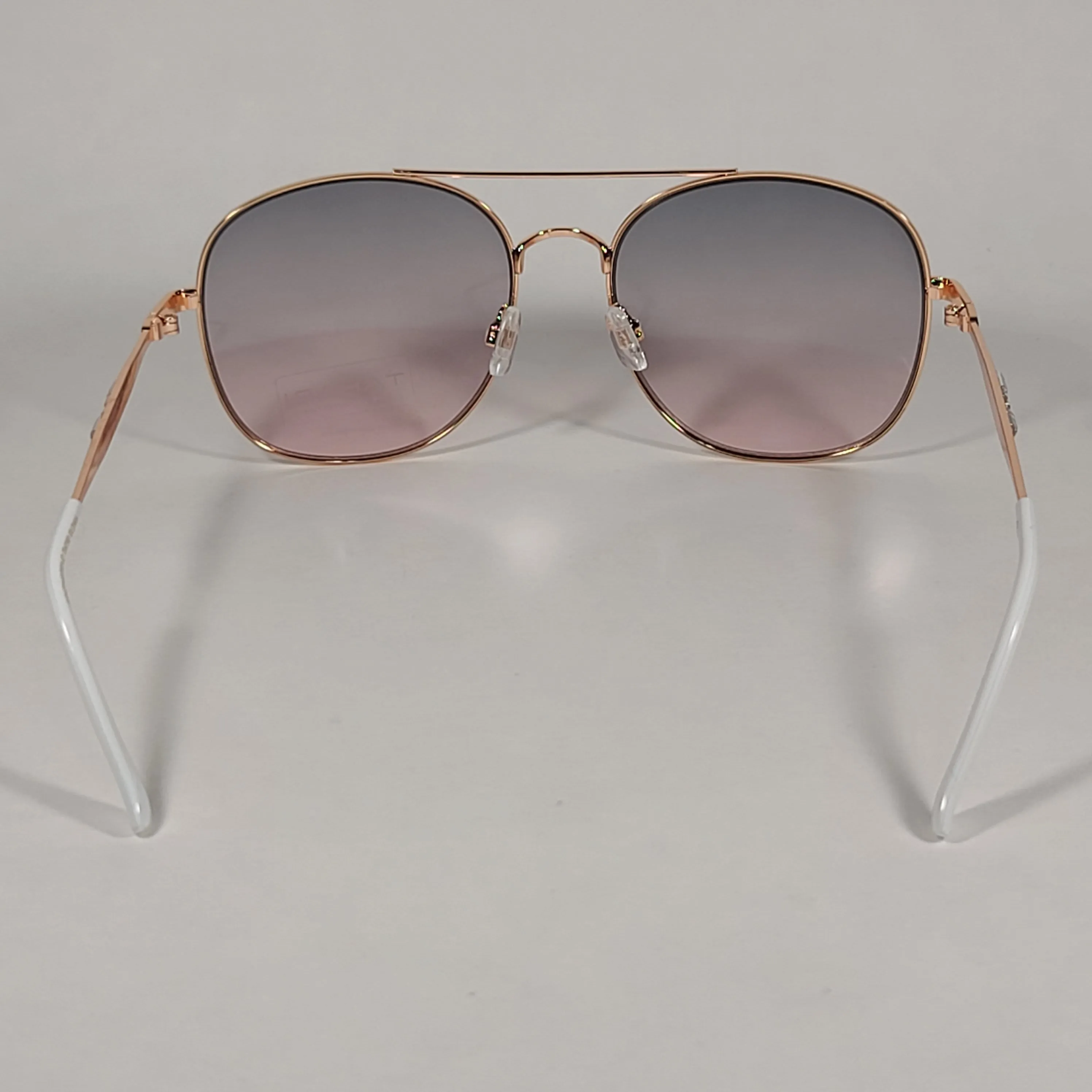 Tahari Rounded Aviator Sunglasses Gold White Pink Gradient Lens TH790 GLDWH