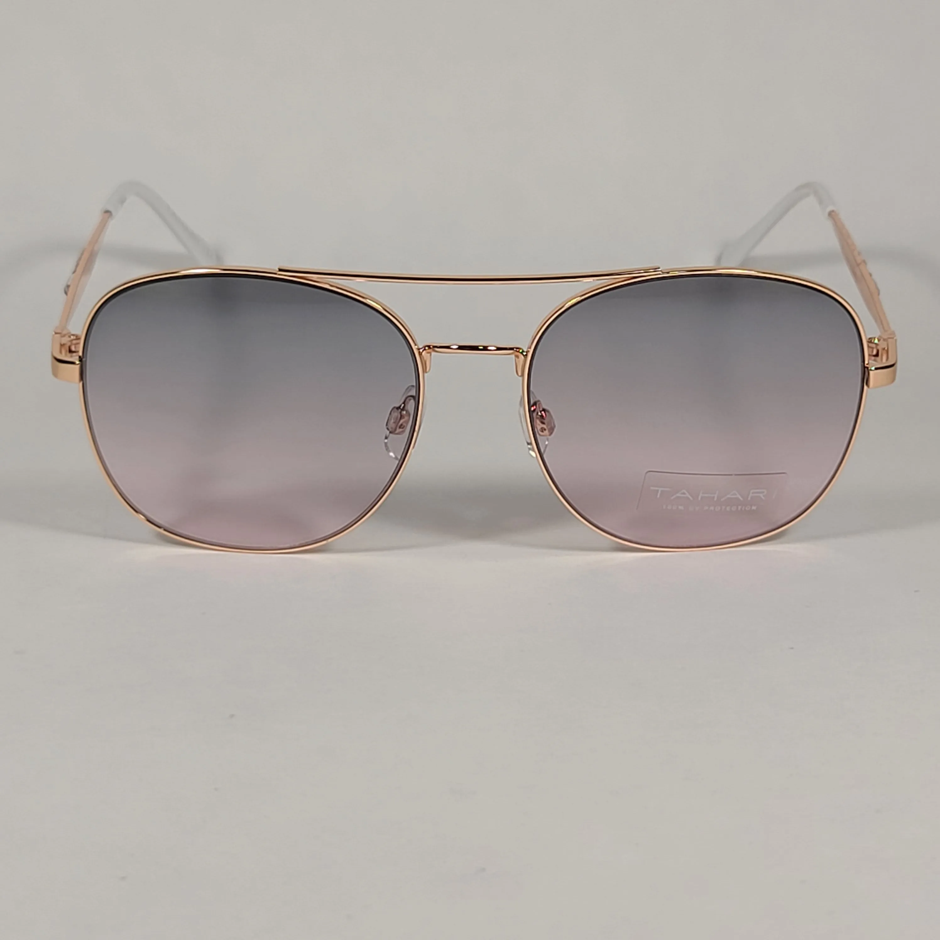 Tahari Rounded Aviator Sunglasses Gold White Pink Gradient Lens TH790 GLDWH