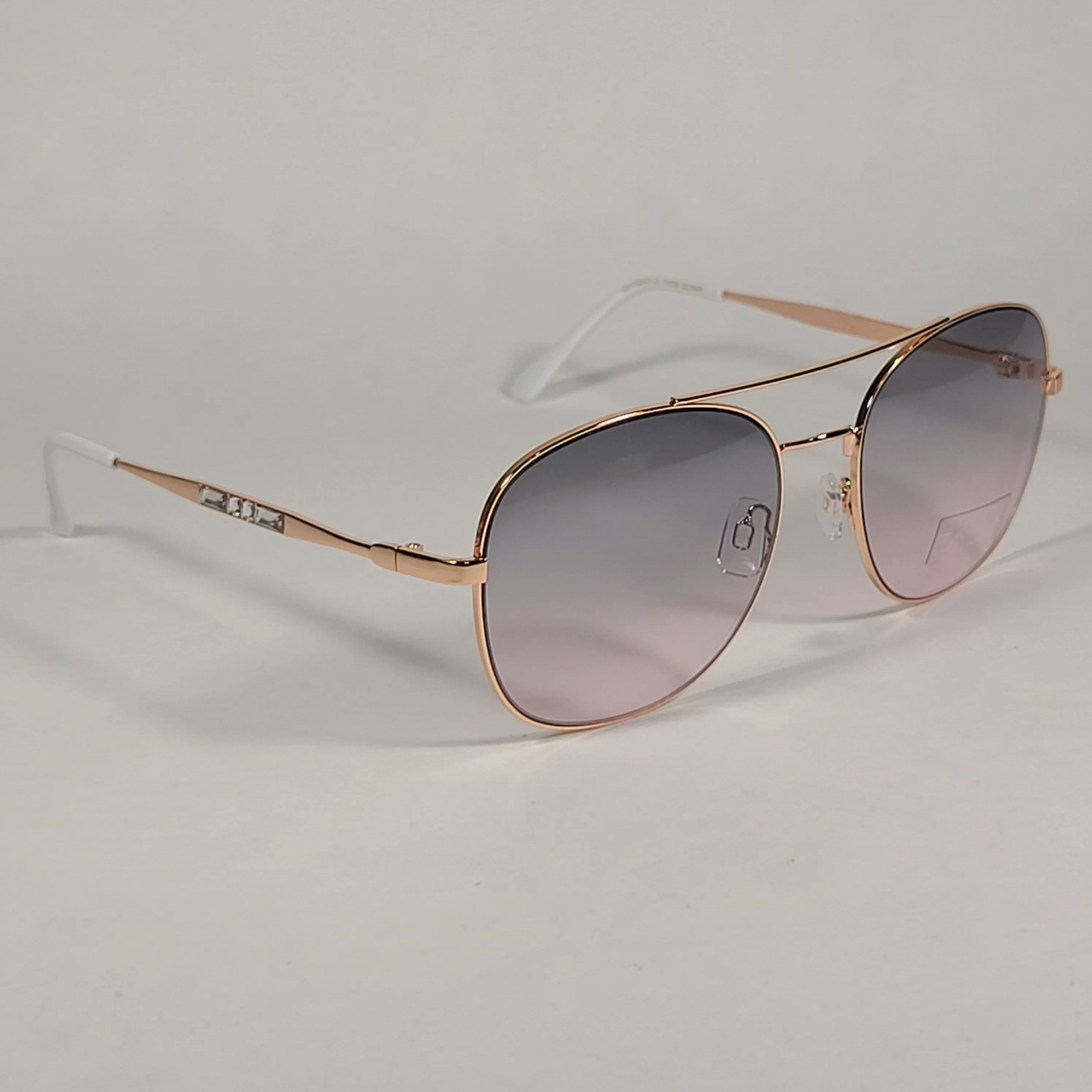 Tahari Rounded Aviator Sunglasses Gold White Pink Gradient Lens TH790 GLDWH