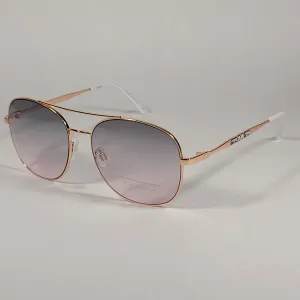 Tahari Rounded Aviator Sunglasses Gold White Pink Gradient Lens TH790 GLDWH