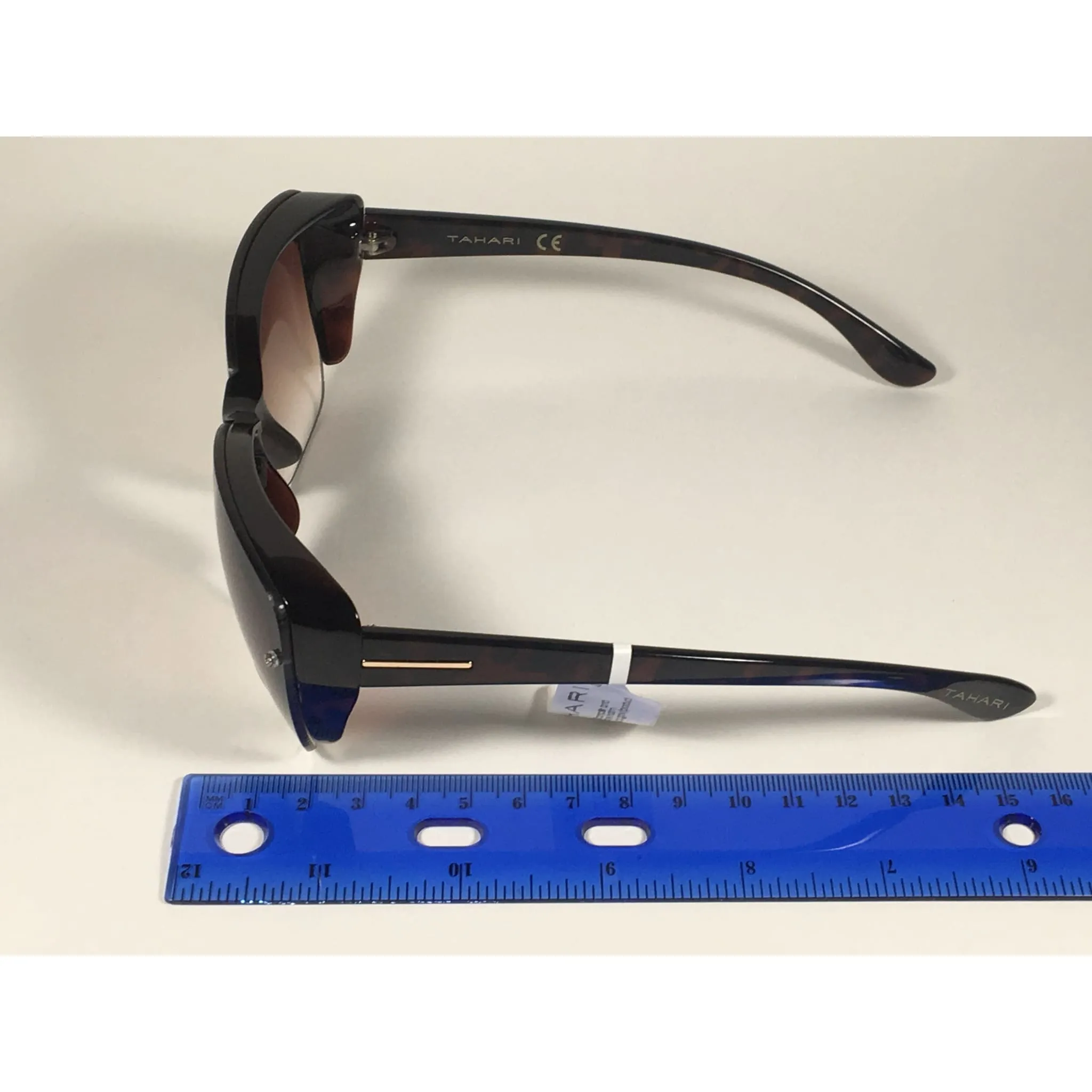 Tahari Shield Cat Eye Sunglasses Brown Tortoise Brown Gradient Lens TH705 TS