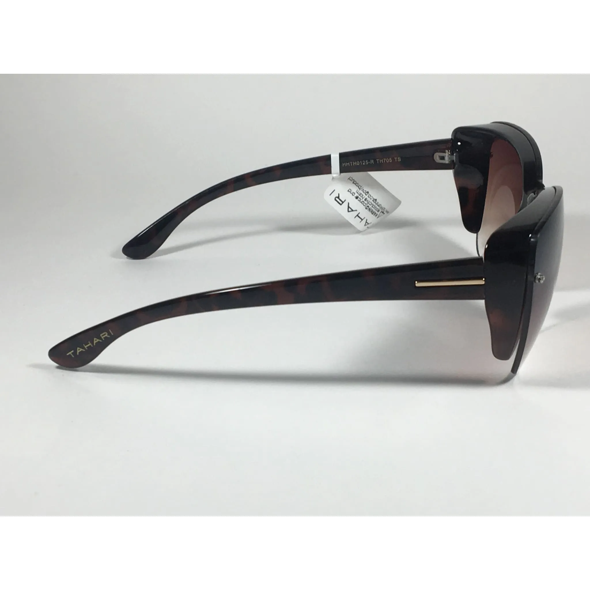 Tahari Shield Cat Eye Sunglasses Brown Tortoise Brown Gradient Lens TH705 TS