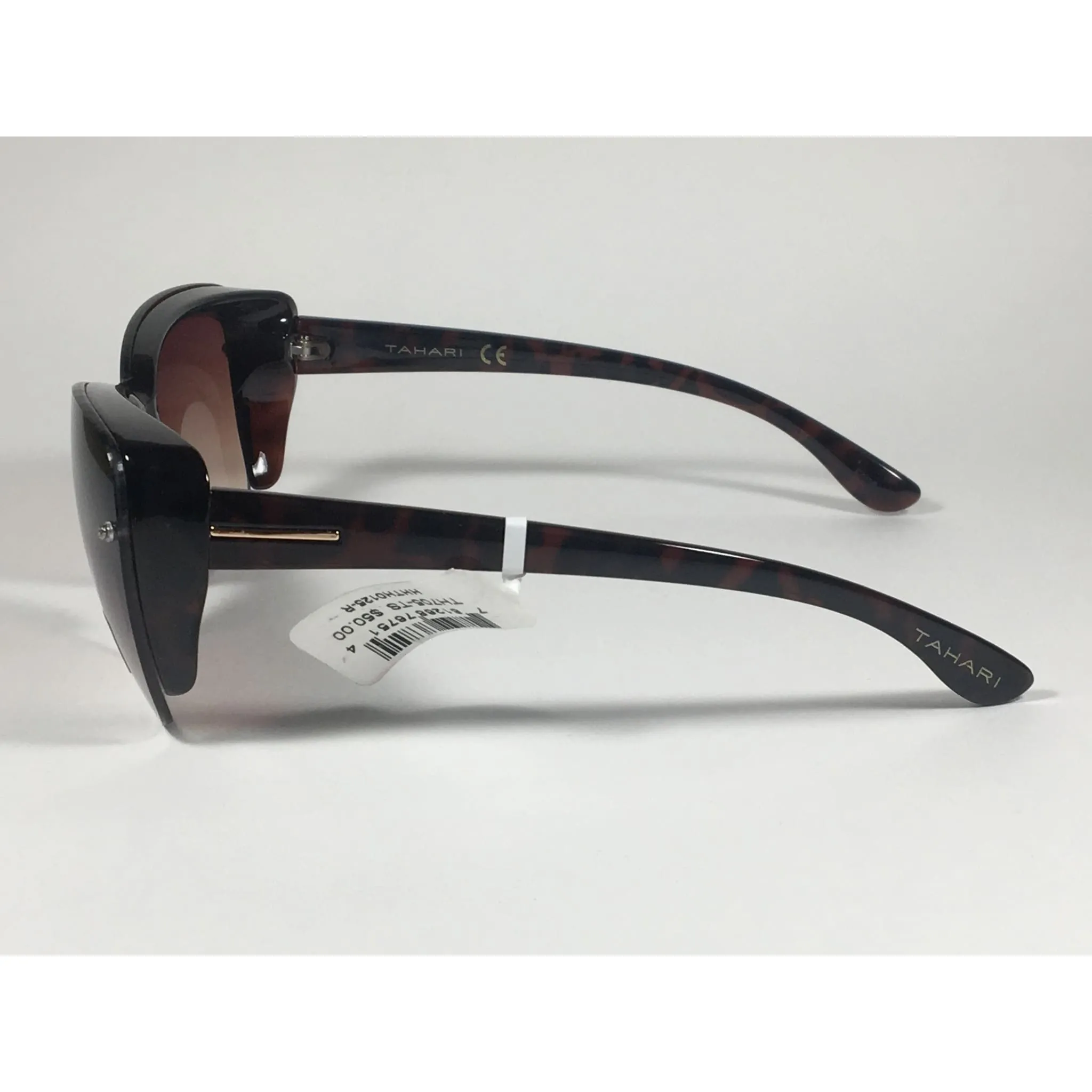 Tahari Shield Cat Eye Sunglasses Brown Tortoise Brown Gradient Lens TH705 TS