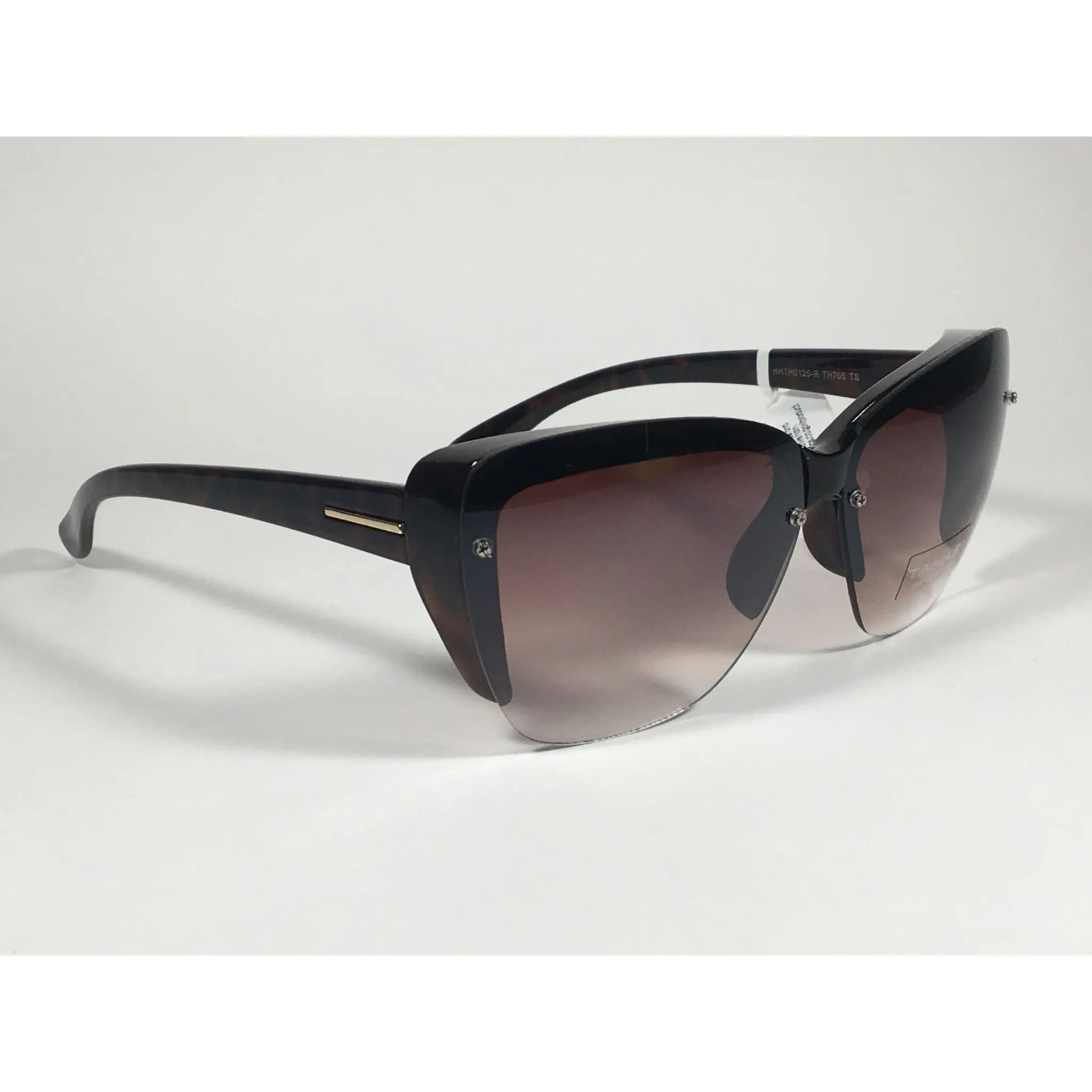 Tahari Shield Cat Eye Sunglasses Brown Tortoise Brown Gradient Lens TH705 TS