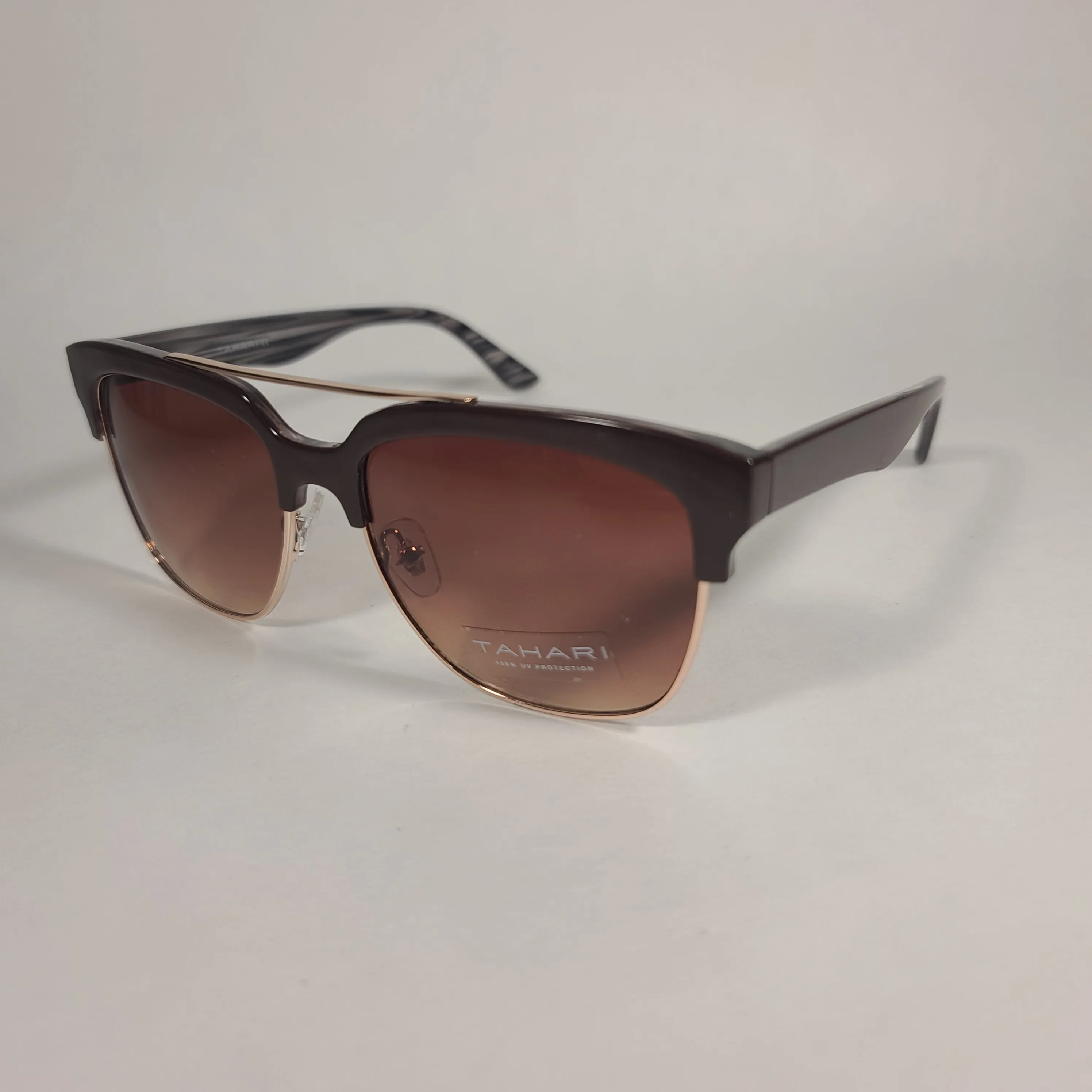 Tahari Square Club Sunglasses Brown Coffee Frame Brown Gradient Lens TH680 COF