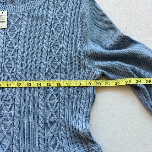Talbots Sweater Womens XL Blue Cable Knit Long Sleeve Cotton Cashmere Blend NWT