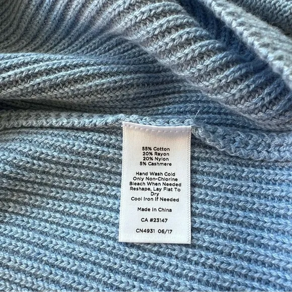 Talbots Sweater Womens XL Blue Cable Knit Long Sleeve Cotton Cashmere Blend NWT