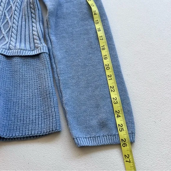 Talbots Sweater Womens XL Blue Cable Knit Long Sleeve Cotton Cashmere Blend NWT