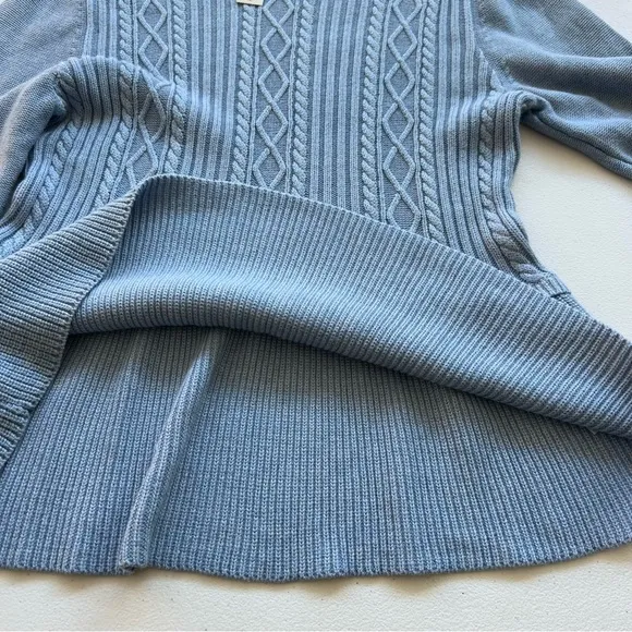Talbots Sweater Womens XL Blue Cable Knit Long Sleeve Cotton Cashmere Blend NWT