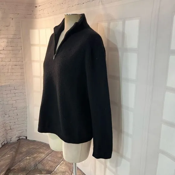 Target Black Quarter Zip Knit Long Sleeve Cashmere Sweater Size Large