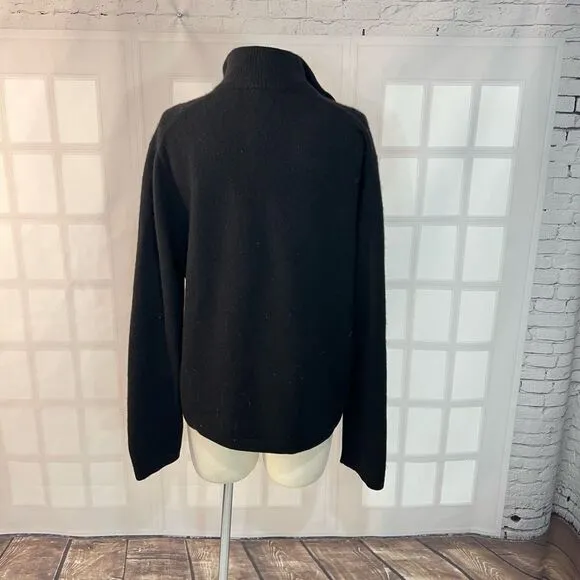 Target Black Quarter Zip Knit Long Sleeve Cashmere Sweater Size Large