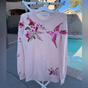 Ted baker pink bird embroidered sweater cherry blossom