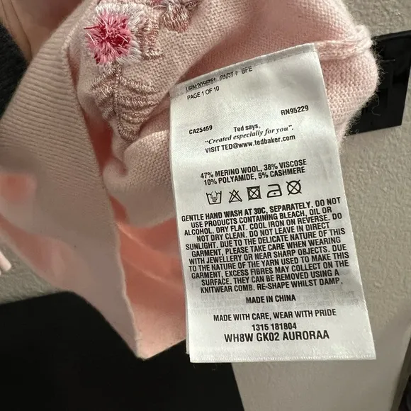 Ted baker pink bird embroidered sweater cherry blossom