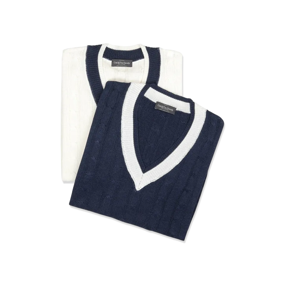 Tennis Sweater in Navy Blue Linen Mix