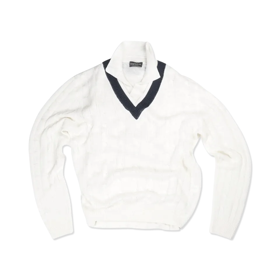 Tennis Sweater in Off White Linen Mix