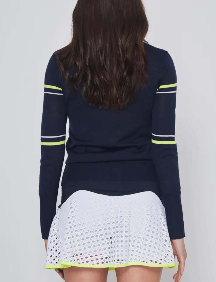 The 40-Love Knit in Navy with White & Yellow Trim