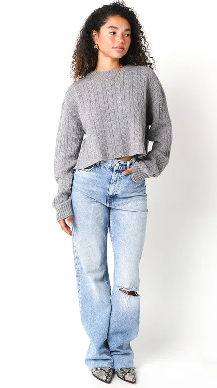 The Annie Cable Knit Cropped Sweater