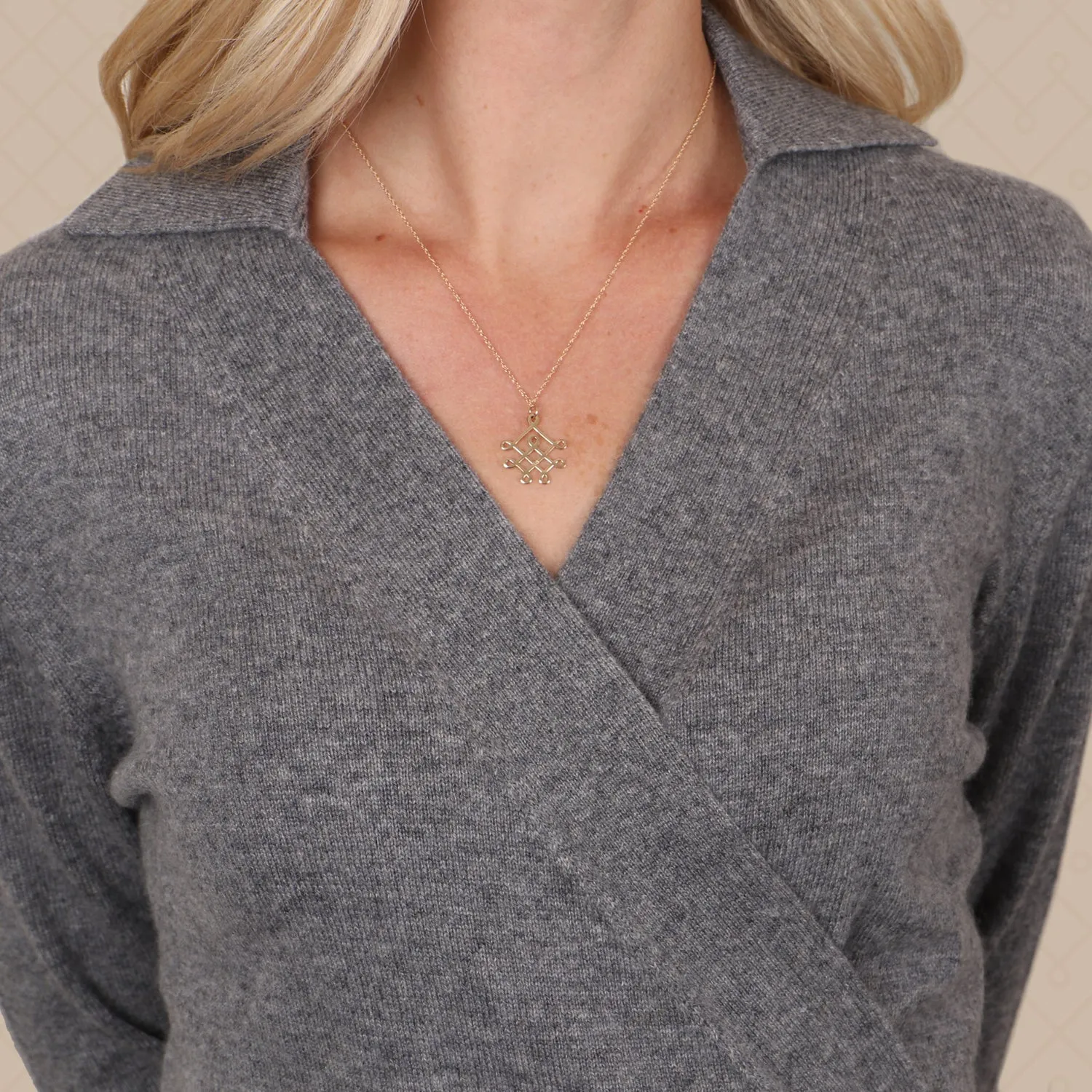 THE ELLE | Collared Wrap Cashmere Sweater | Derby Grey