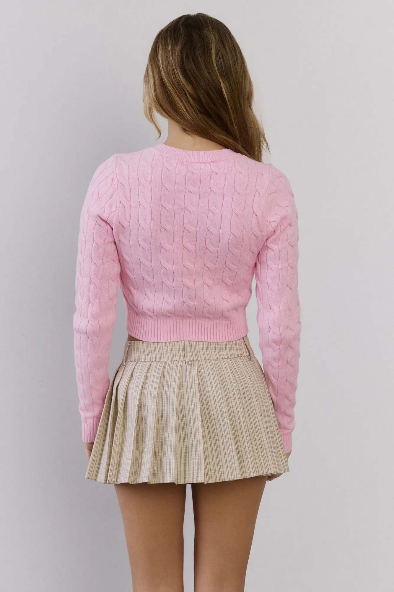 The Exclusive Cable Knit Rose Sweater Pink