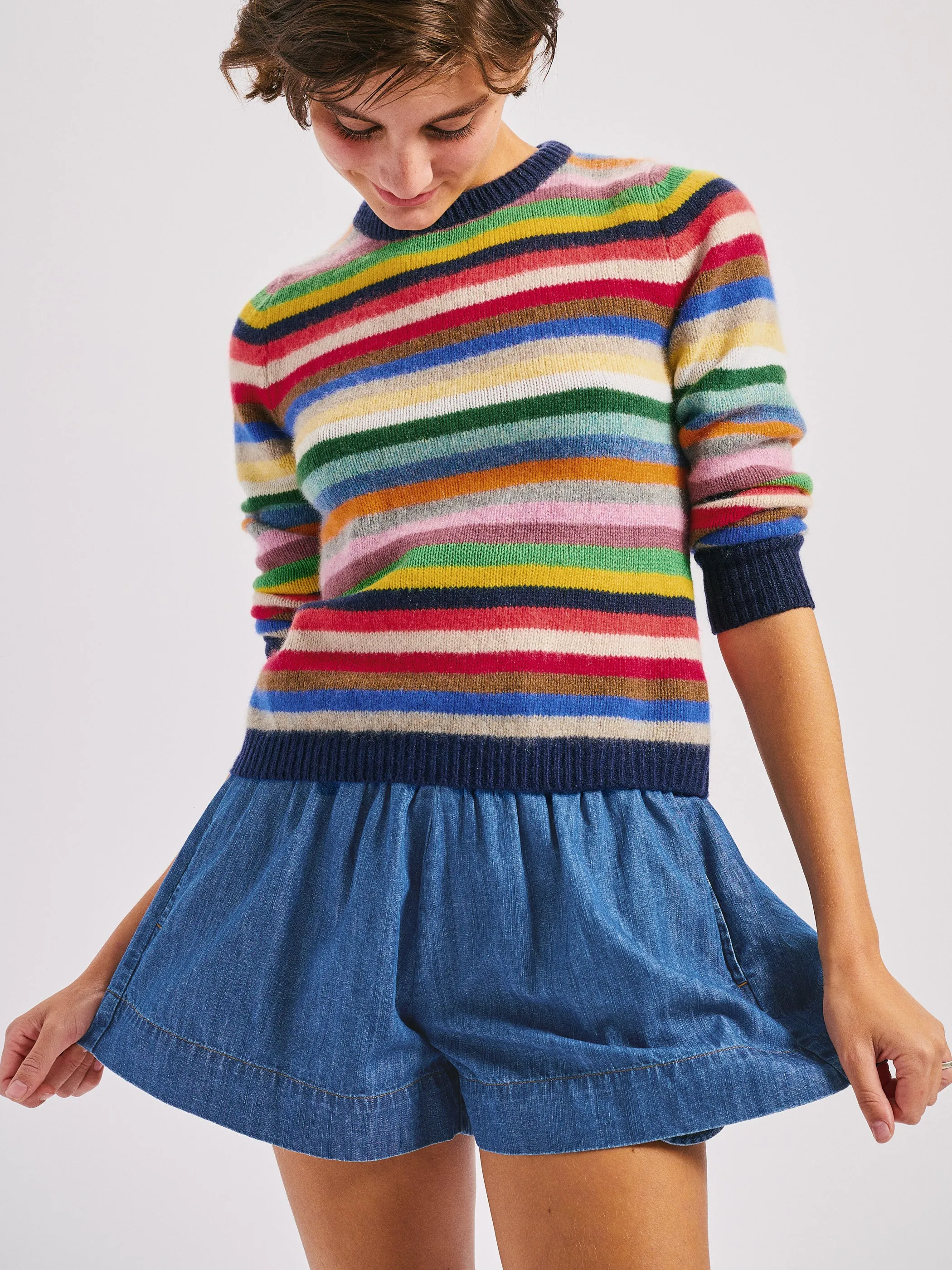 The Sarra Bracelet Crewneck Sweater in Cashmere