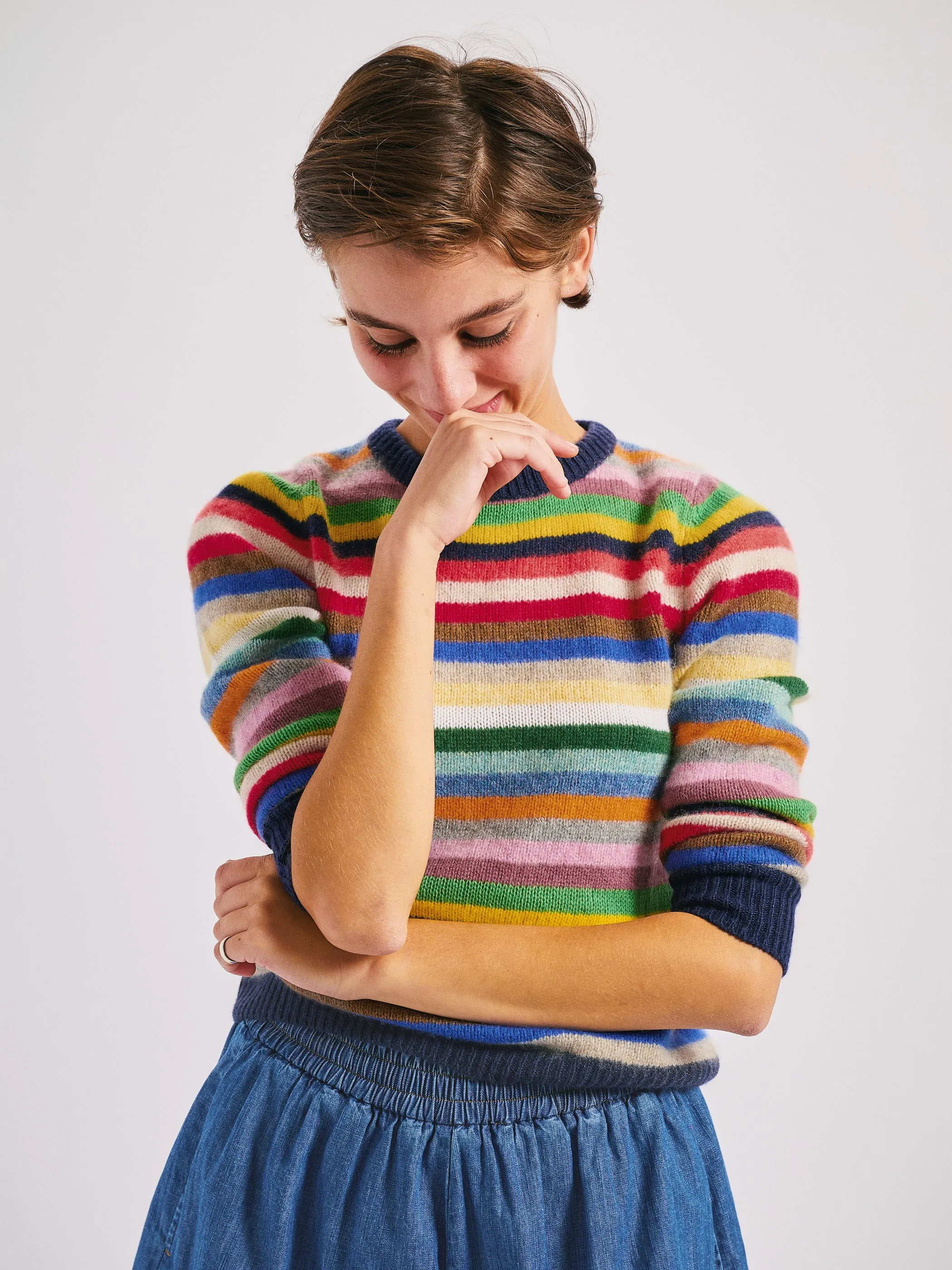 The Sarra Bracelet Crewneck Sweater in Cashmere