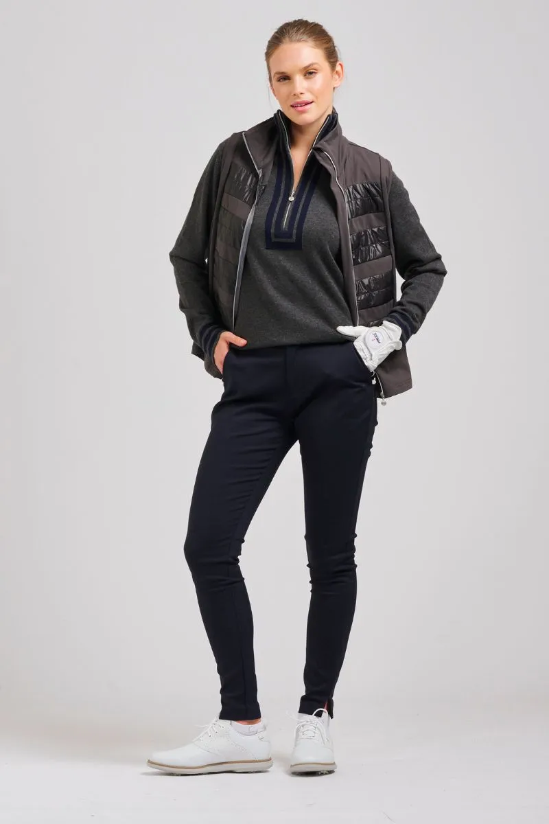 The Sawgrass Cashmere Cotton Sweater - Charcoal / Navy