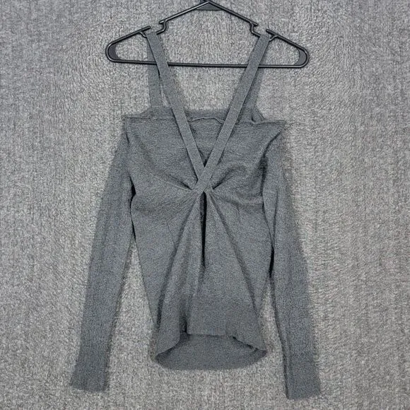 Theyskens Theory Sweater Womens XS* Gray Cashmere Silk Blend Off Shoulder Straps