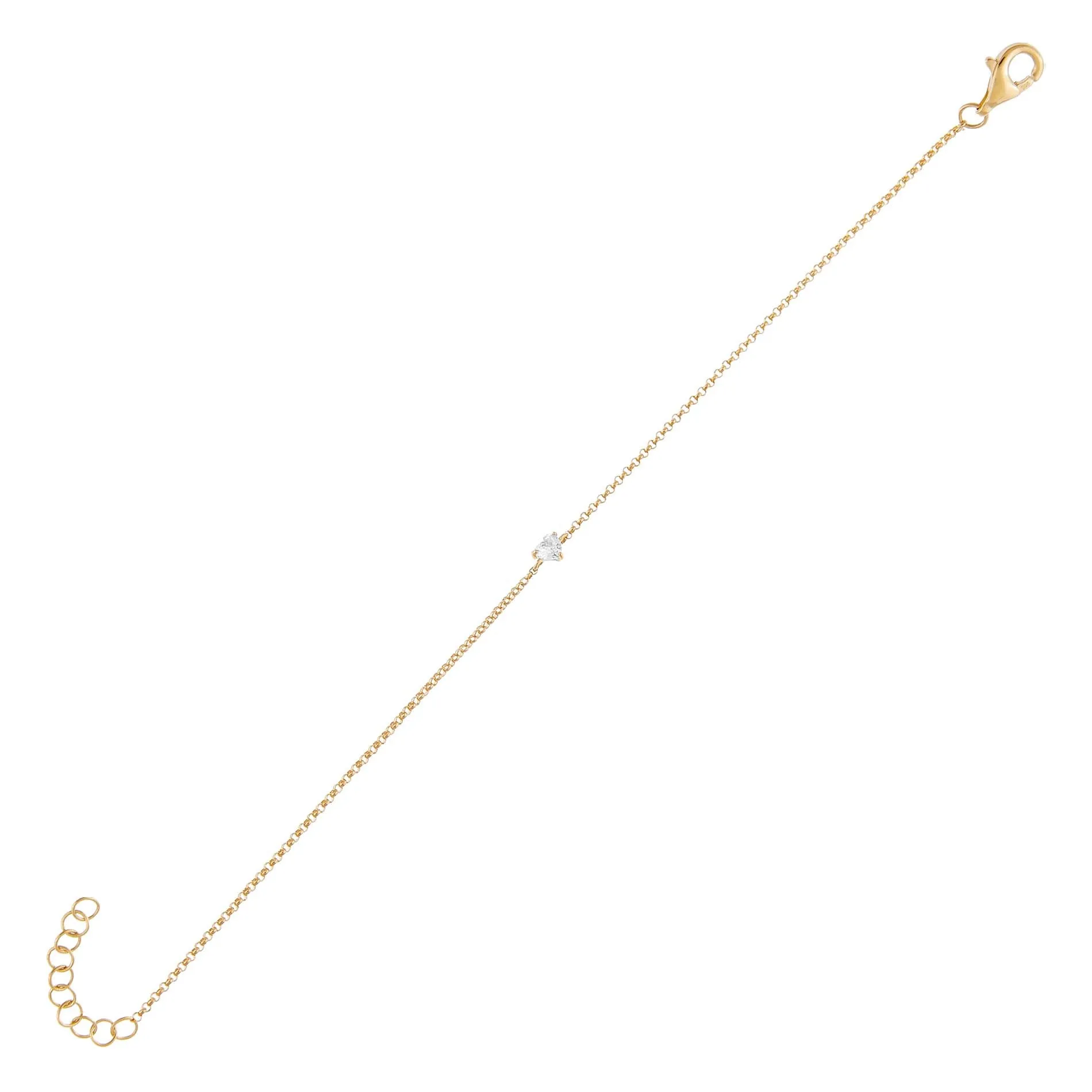 Tiny Diamond Heart Bracelet 14K
