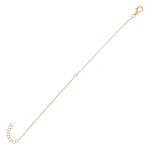 Tiny Diamond Heart Bracelet 14K