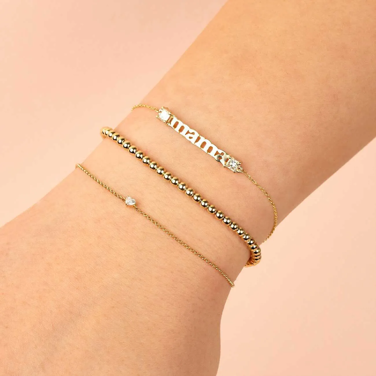 Tiny Diamond Heart Bracelet 14K