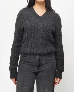 Tom Ford Charcoal Grey Alpaca Cable Knit Sweater - 46