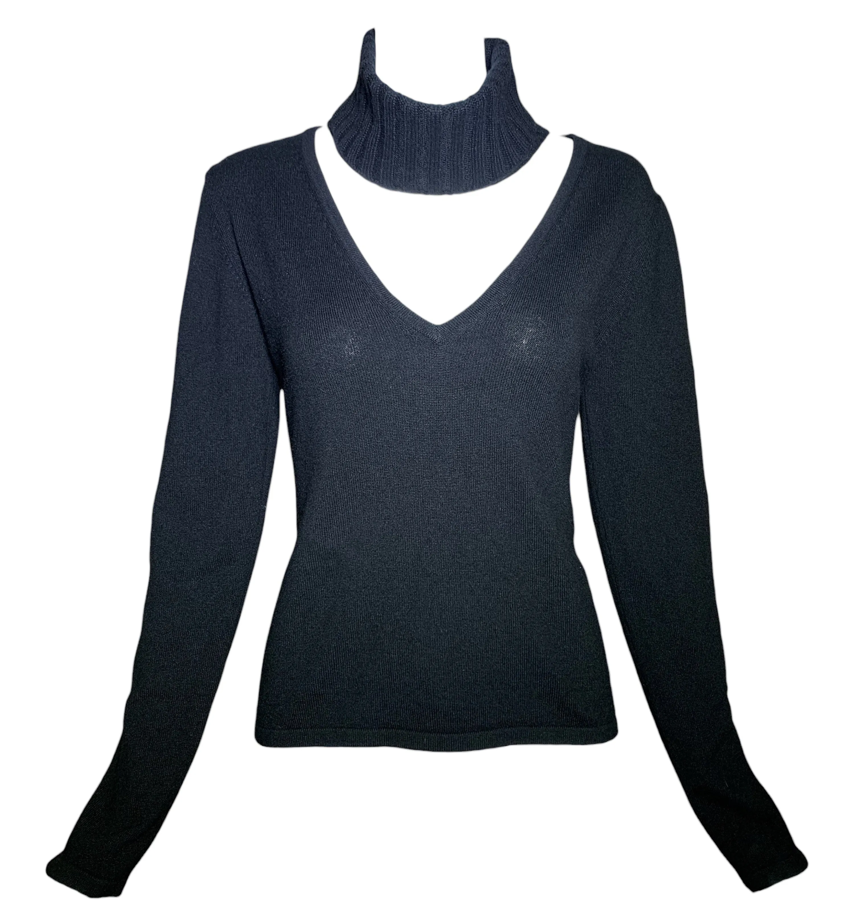 Tom Ford for Gucci 2000's Black Cashmere Cut Out Turtleneck Sweater