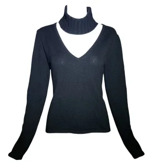 Tom Ford for Gucci 2000's Black Cashmere Cut Out Turtleneck Sweater