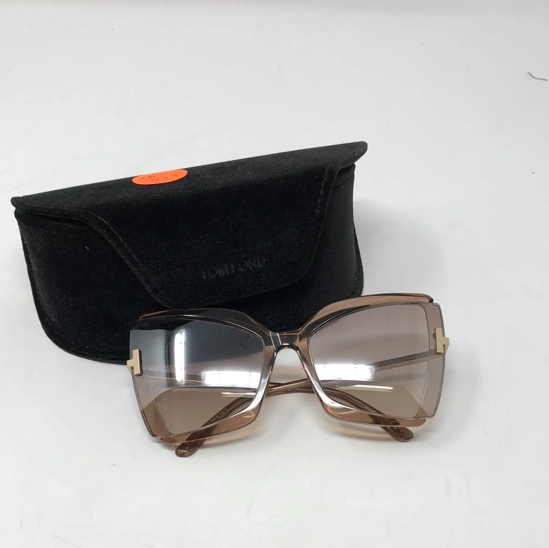 Tom Ford GIA Butterfly Shiny Beige and Brown Mirrored Sunglasses