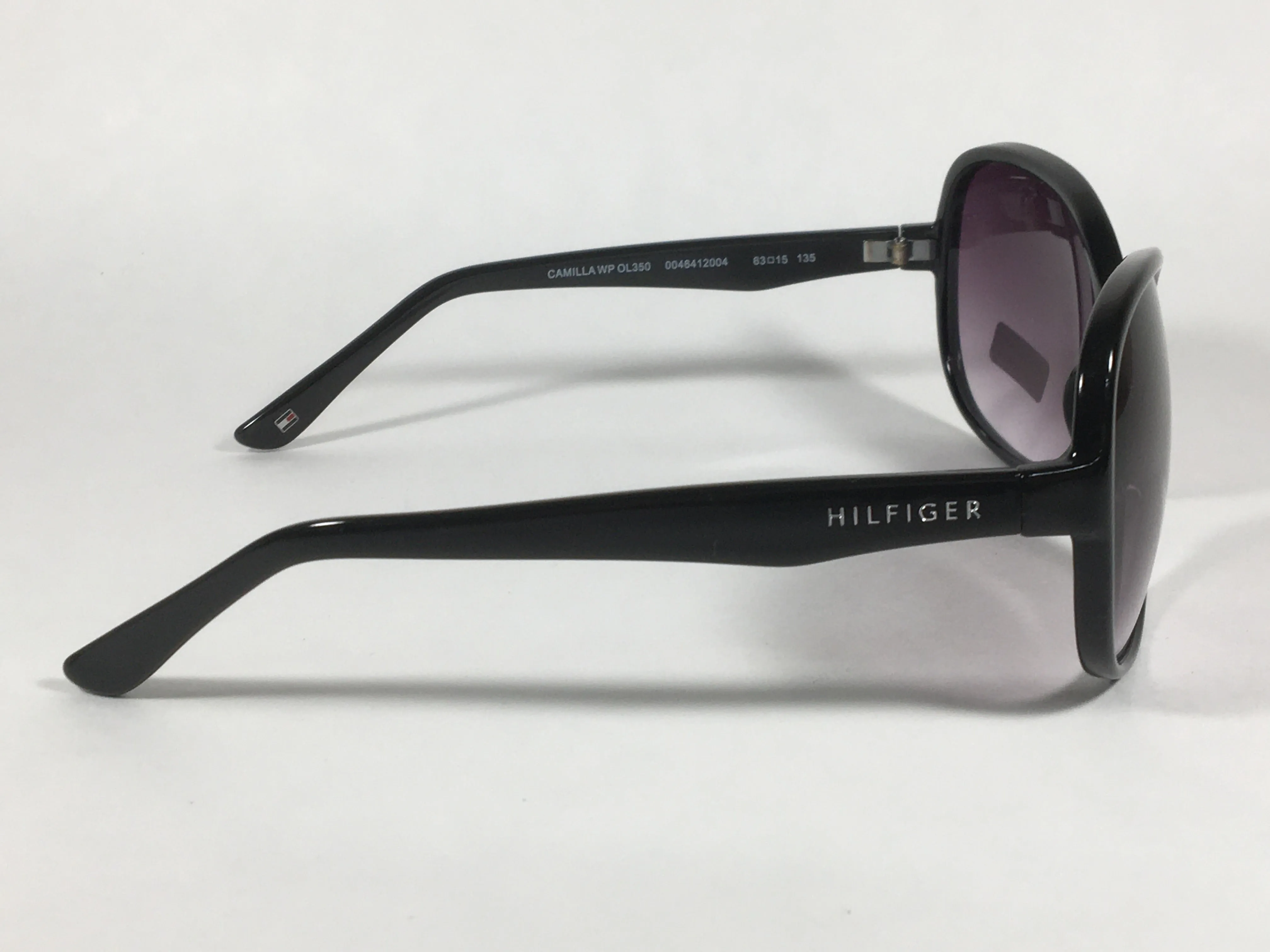 Tommy Hilfiger Camilla Oversize Oval Sunglasses Black Gloss Frame Smoke Gradient Lens CAMILLA WP OL350