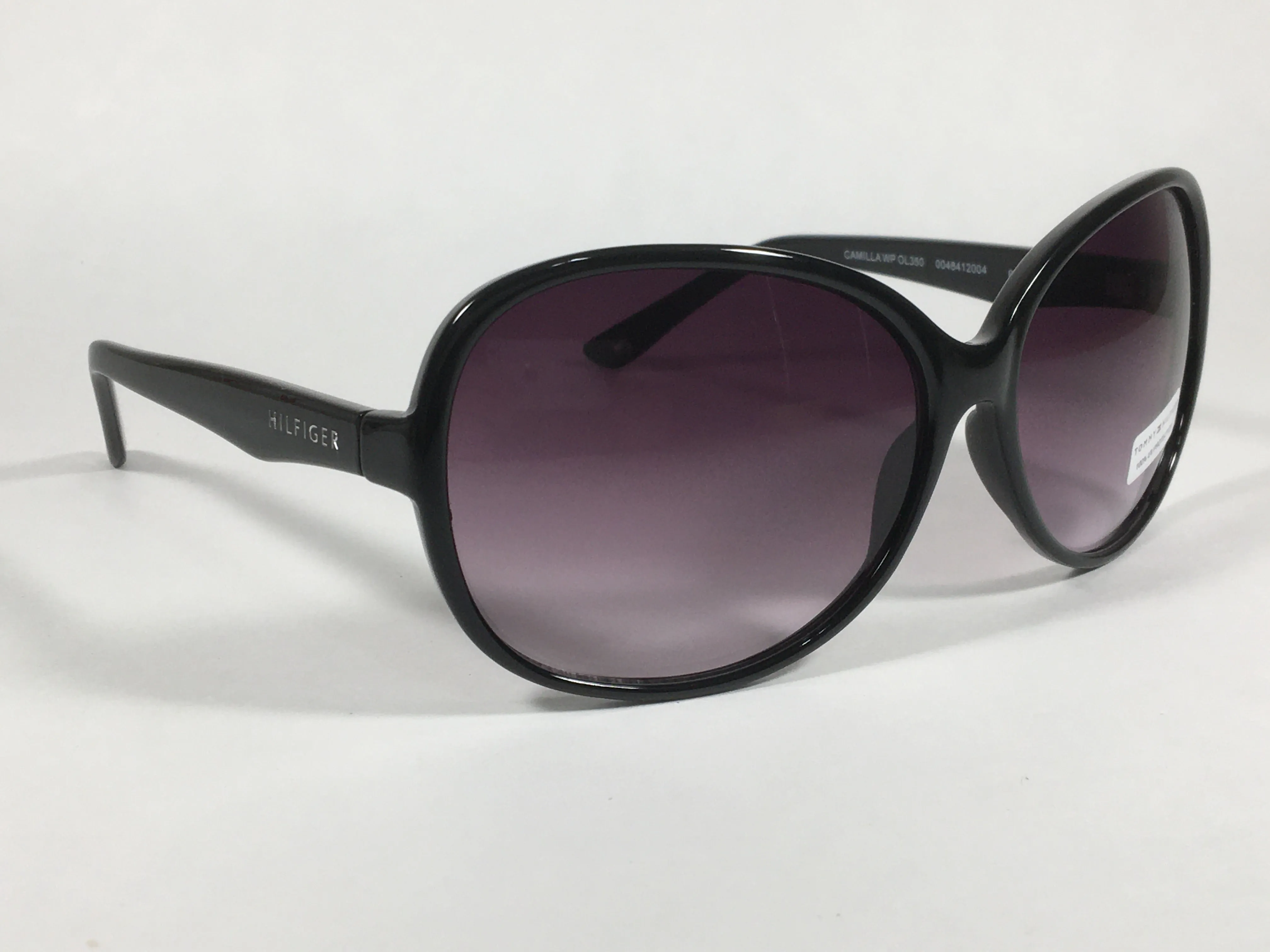 Tommy Hilfiger Camilla Oversize Oval Sunglasses Black Gloss Frame Smoke Gradient Lens CAMILLA WP OL350