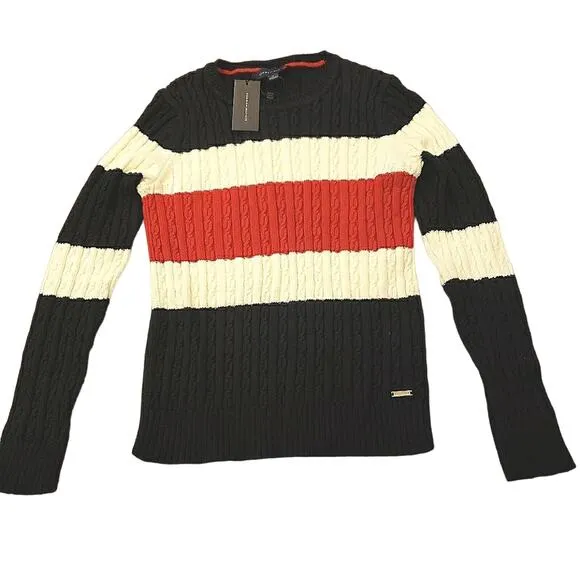 Tommy Hilfiger navy blue Cable knit sweater size medium