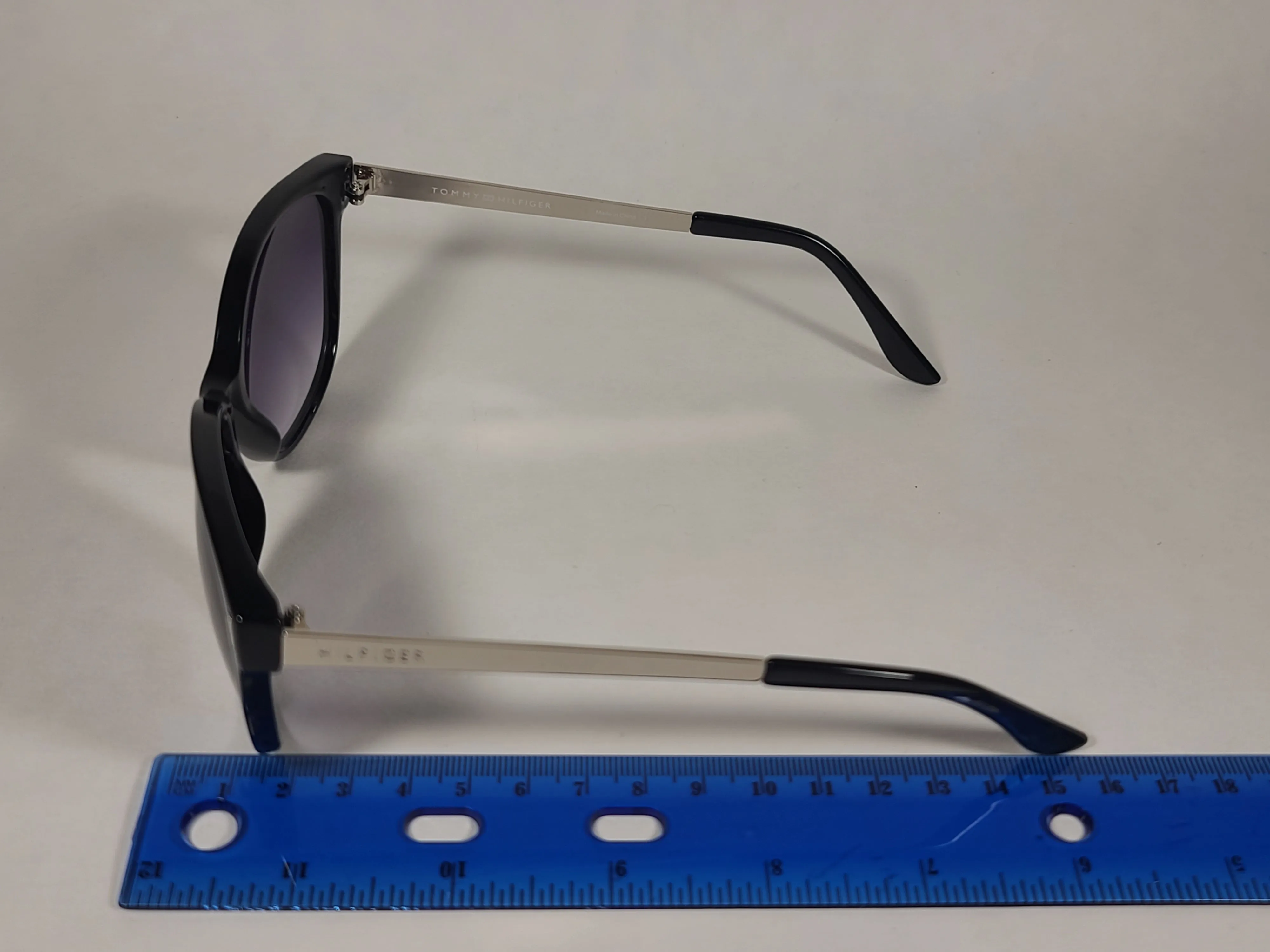Tommy Hilfiger "Breeda" WP OL429P Sunglasses Shiny Black And Silver Frame Smoke Gradient Lens