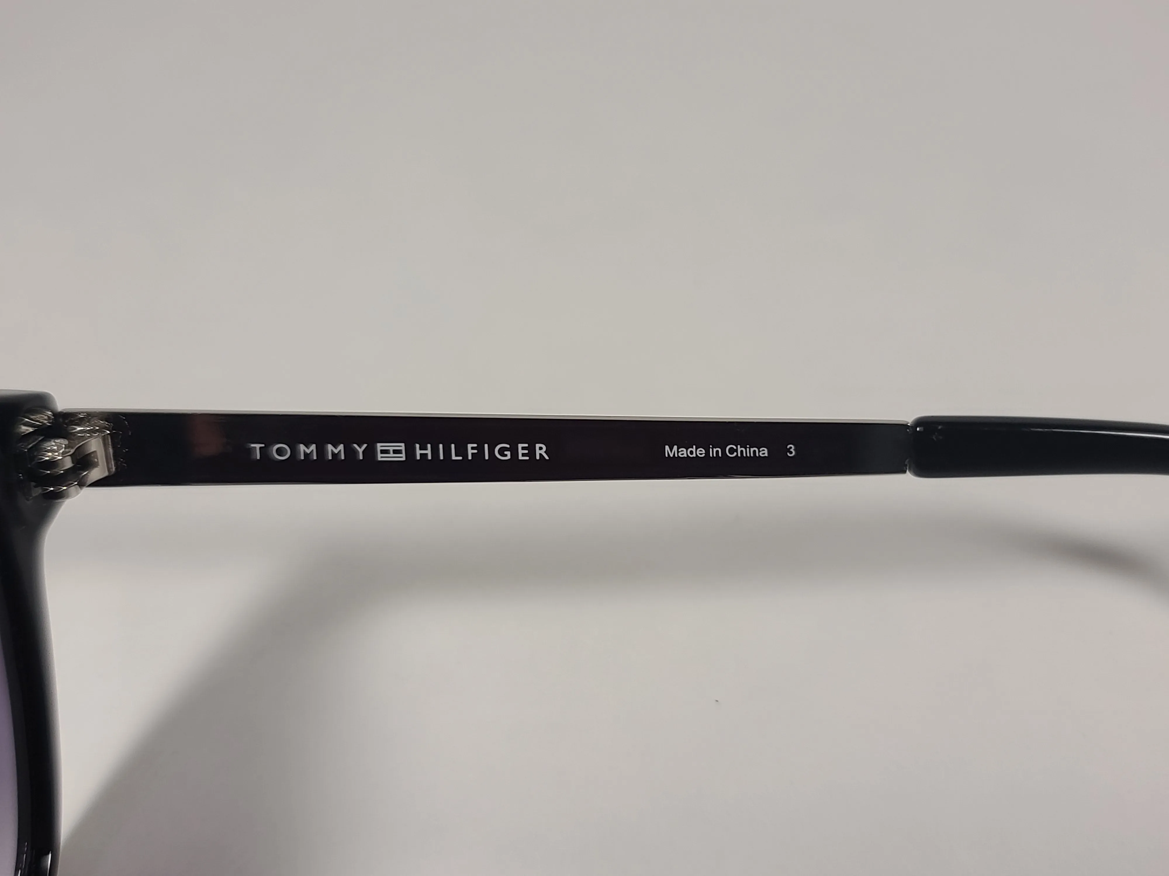 Tommy Hilfiger "Breeda" WP OL429P Sunglasses Shiny Black And Silver Frame Smoke Gradient Lens