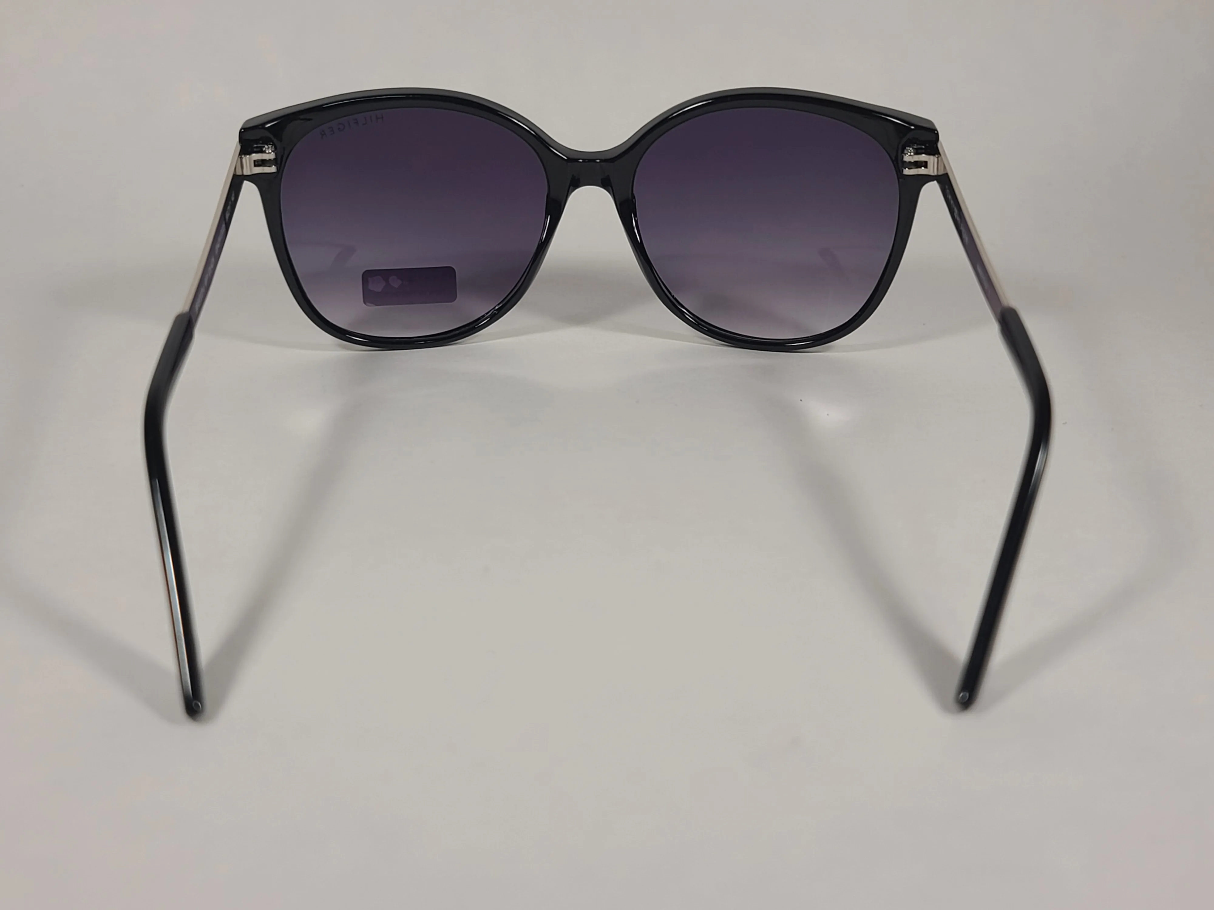 Tommy Hilfiger "Breeda" WP OL429P Sunglasses Shiny Black And Silver Frame Smoke Gradient Lens