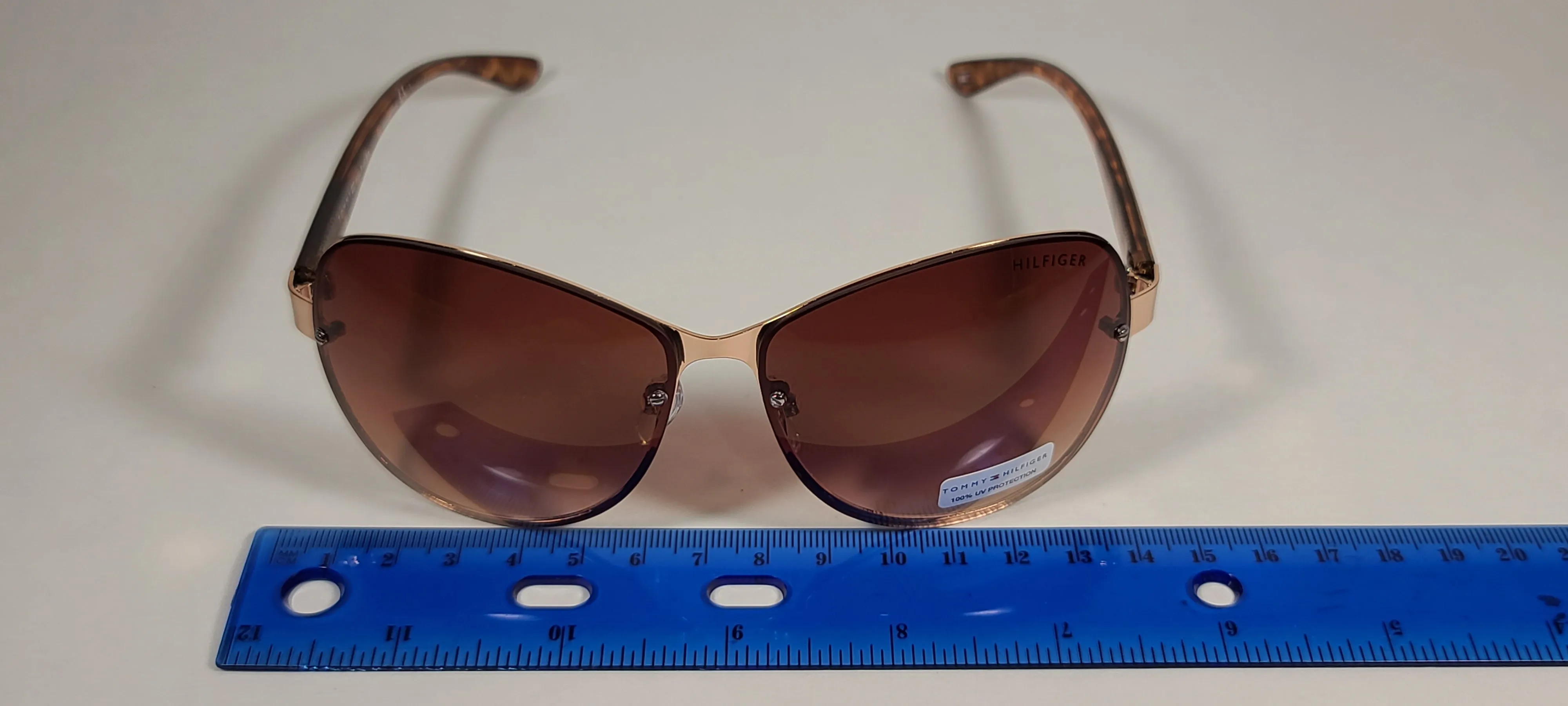 Tommy Hilfiger "Melone" WM OL78 Rimless Sunglasses Gold and Tortoise Frame Brown Gradient Lens