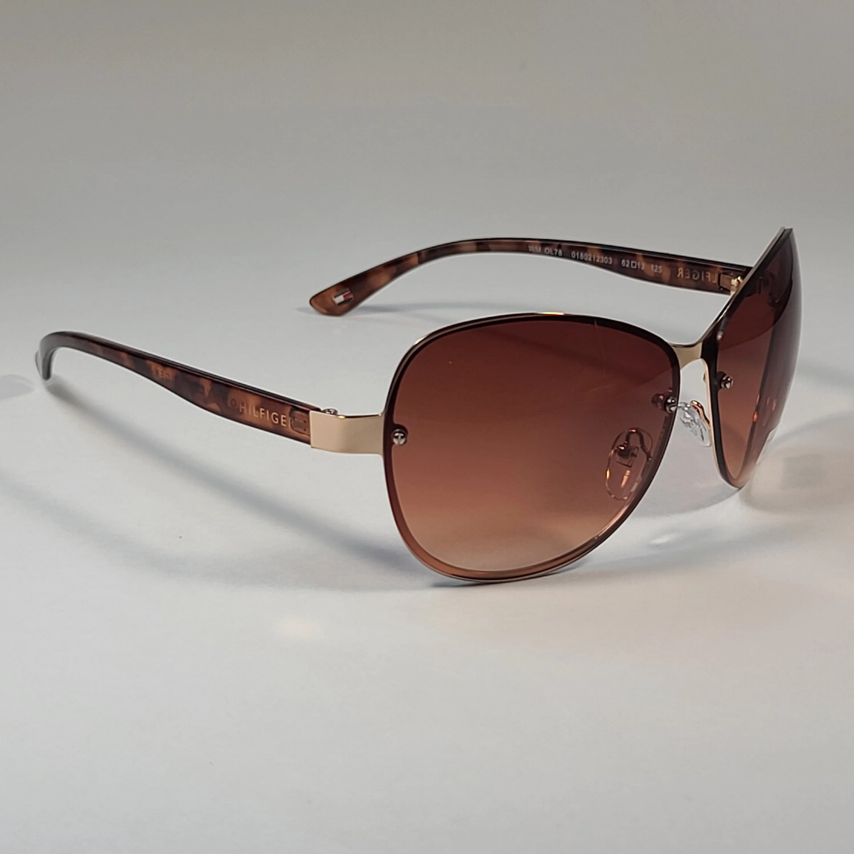 Tommy Hilfiger "Melone" WM OL78 Rimless Sunglasses Gold and Tortoise Frame Brown Gradient Lens