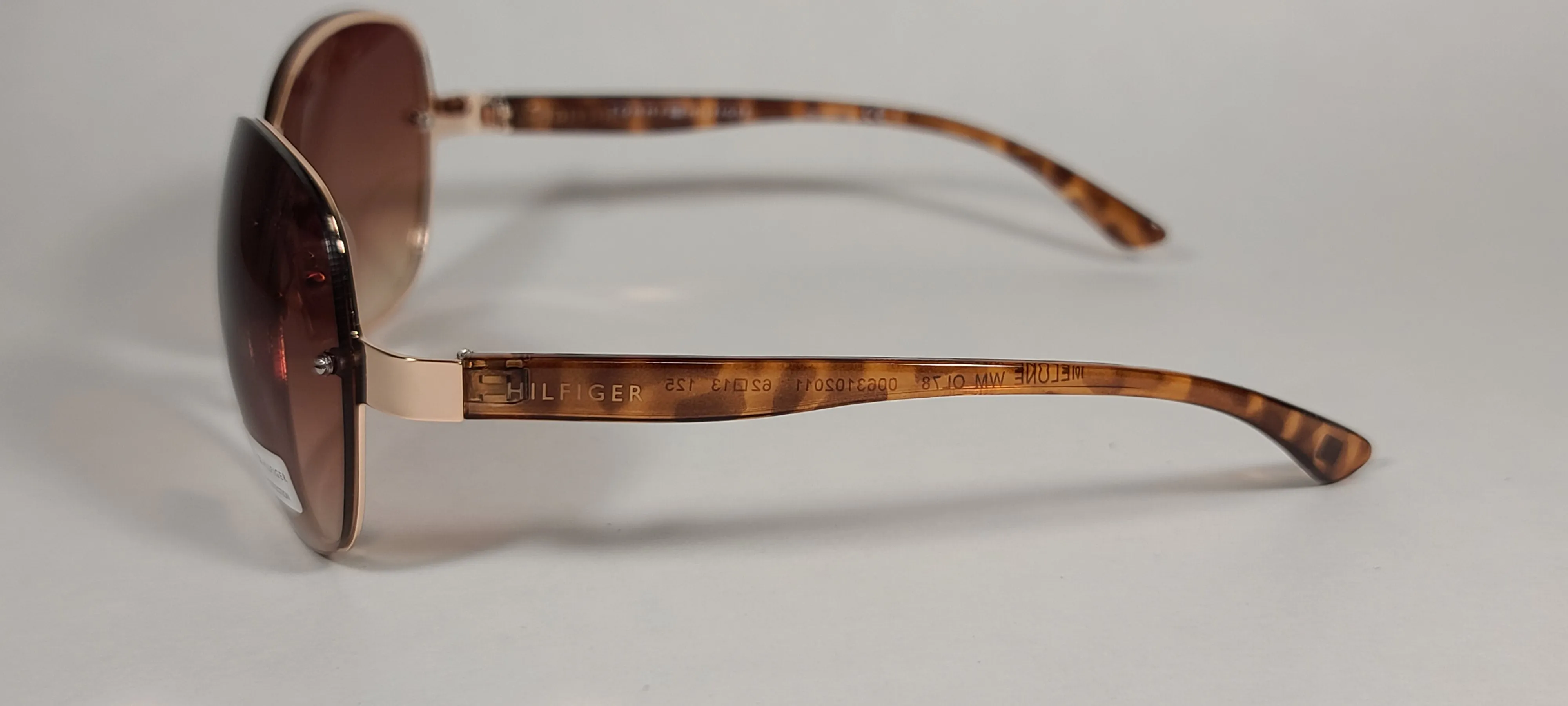 Tommy Hilfiger "Melone" WM OL78 Rimless Sunglasses Gold and Tortoise Frame Brown Gradient Lens