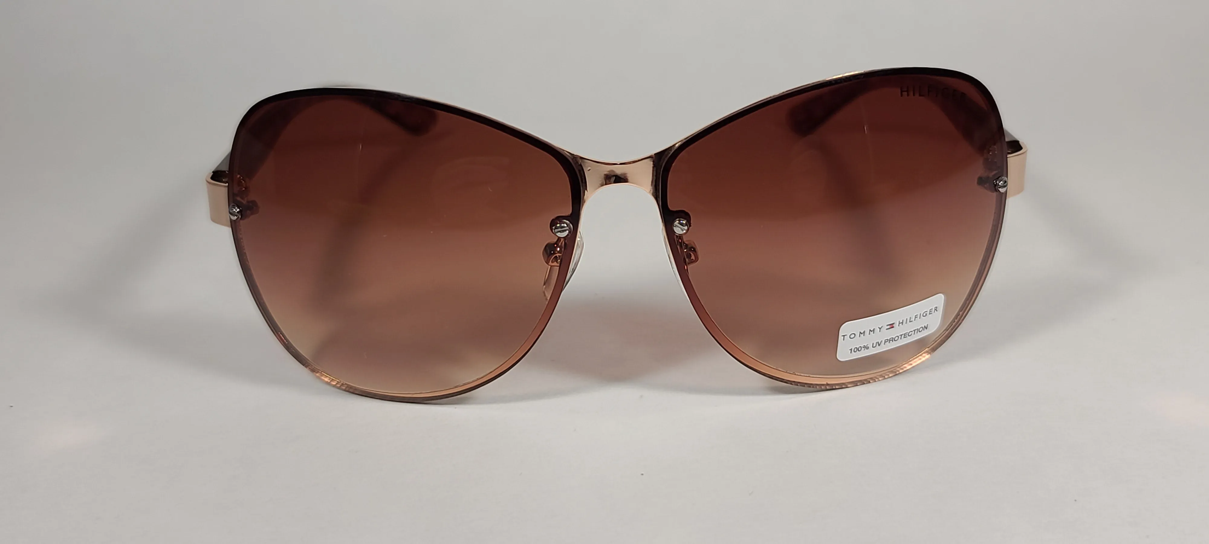 Tommy Hilfiger "Melone" WM OL78 Rimless Sunglasses Gold and Tortoise Frame Brown Gradient Lens