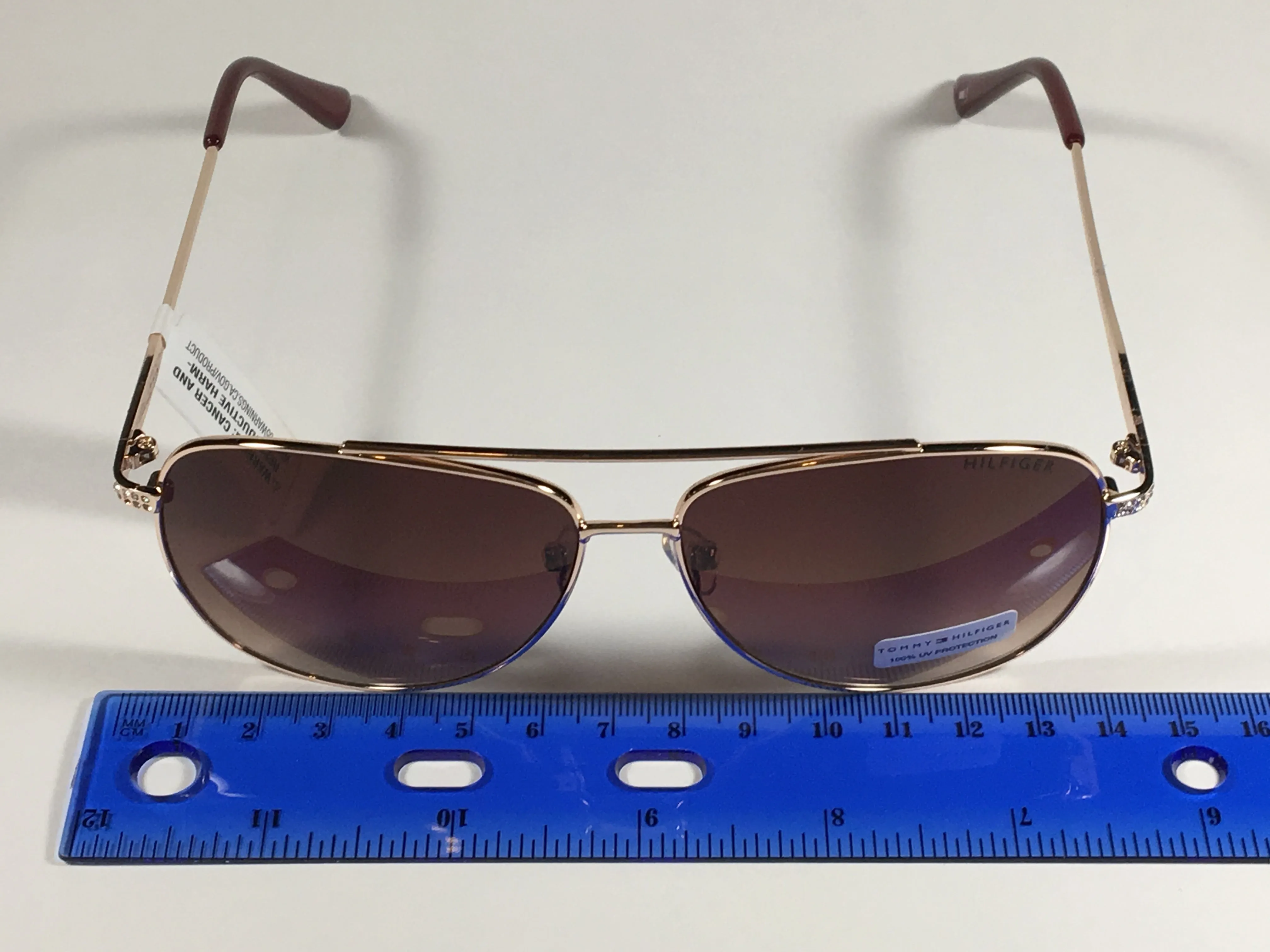 Tommy Hilfiger Siobhan Aviator Sunglasses Gold Bling Brown Gradient Lens SIOBHAN WM OL415
