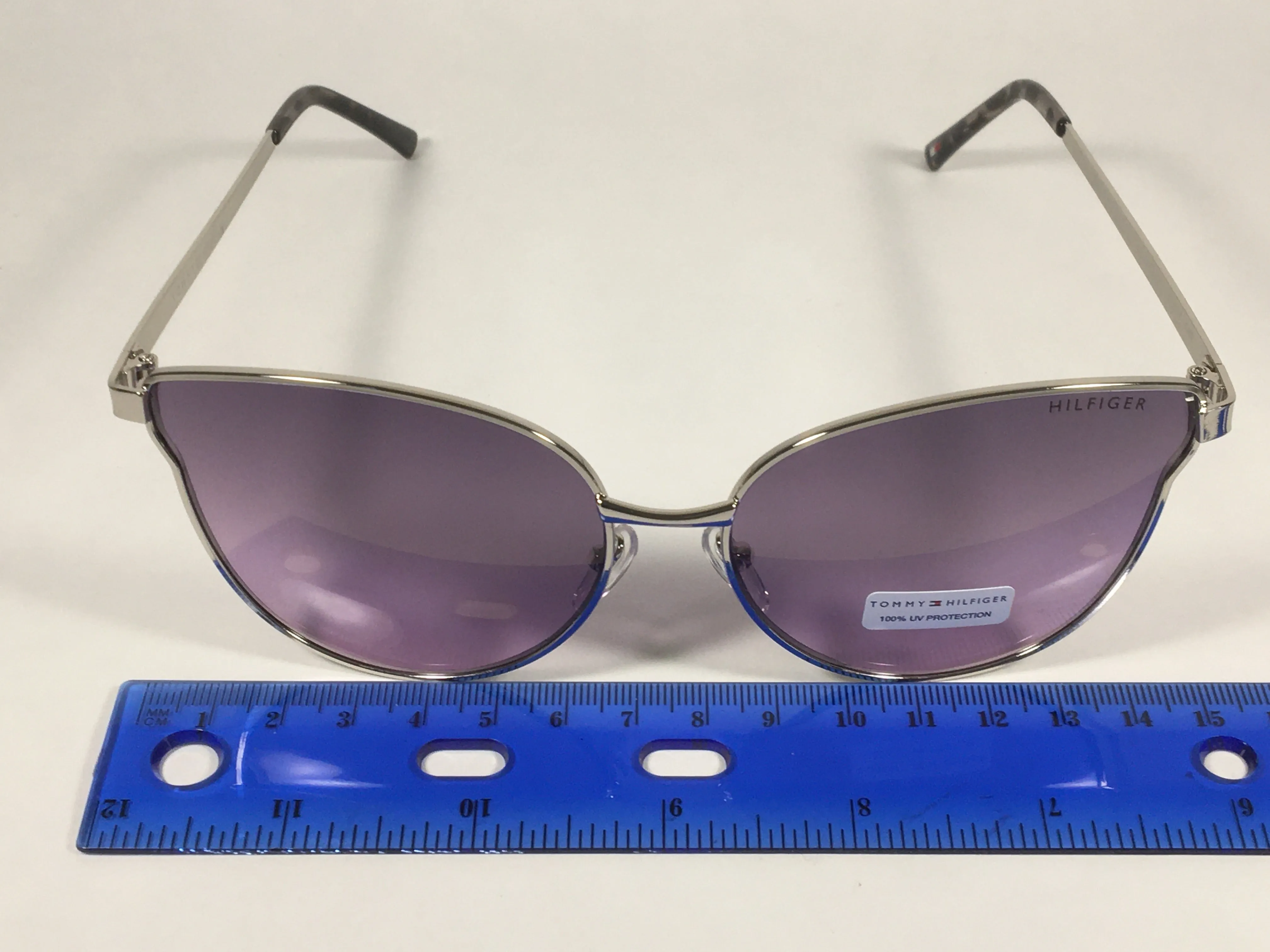 Tommy Hilfiger Zendaya Cat Eye Sunglasses Silver Frame Purple Gradient Lens ZENDAYA WM OL482