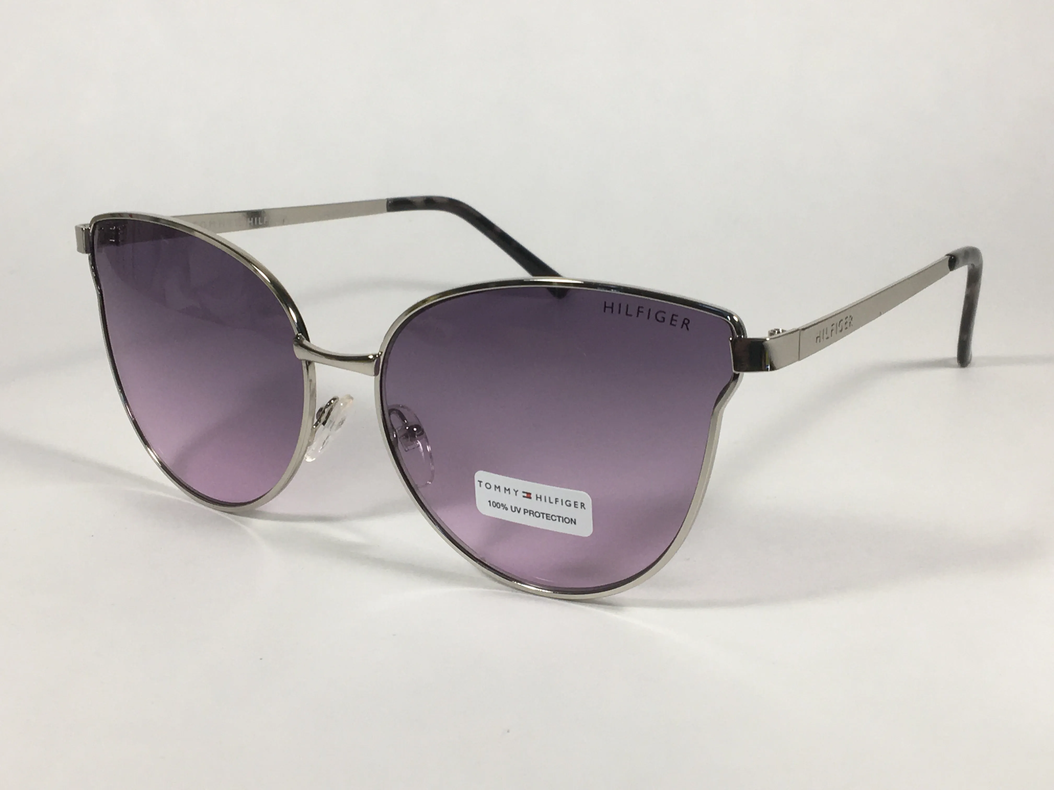 Tommy Hilfiger Zendaya Cat Eye Sunglasses Silver Frame Purple Gradient Lens ZENDAYA WM OL482